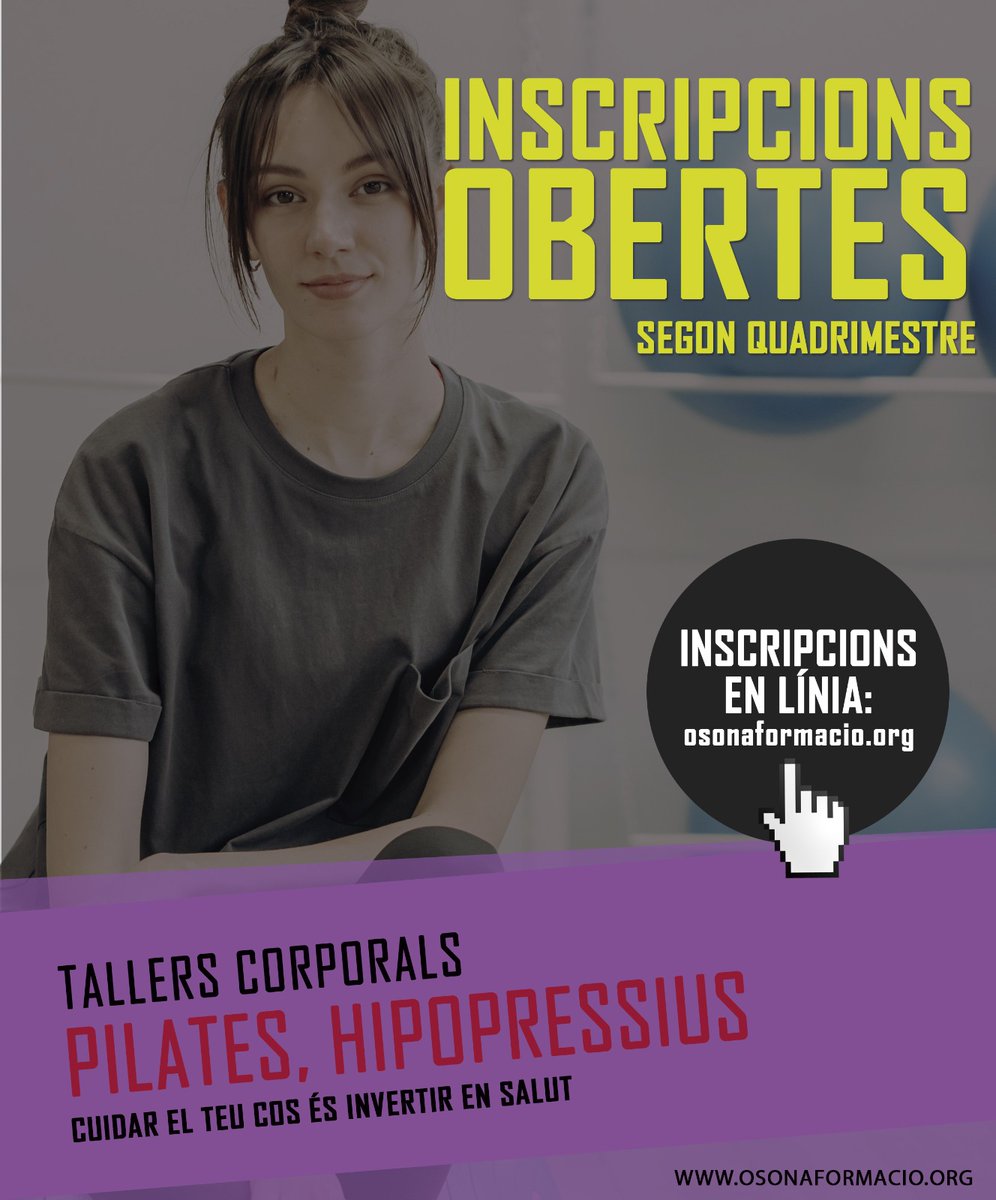 EPACentelles's tweet photo. ❗❗INSCRIPCIONS OBERTES❗❗ ️DEL 10 AL 21 DE GENER!

Vine a informar-te dels nostres TALLERS CORPORALS i compleix el teu propòsit d’any nou exercitant cos i ment per una vida més plena i saludable!

#epacentelles #fadults #cursos 

🏠 EPA Centelles
C/ Jesús, 25 
📞93 881 38 80 https://t.co/W8WRdKCHwf