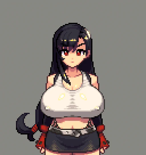 正面ドット絵 FF7のティファ(旧デザイン)
ティファは昔のデザインのほうが好き 