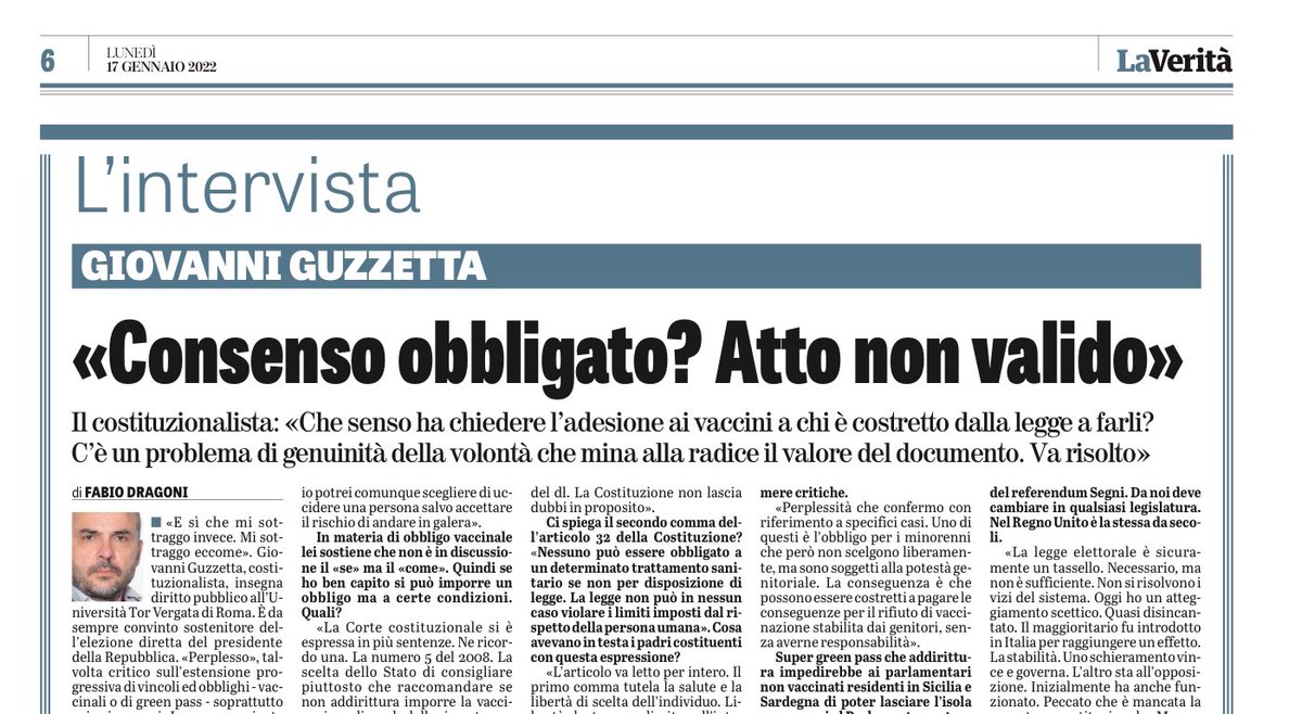 maryfagi's tweet photo. @fdragoni e l’ intervista al costituzionalista #Guzzetta
@LaVeritaWeb https://t.co/3cLYb6txsE