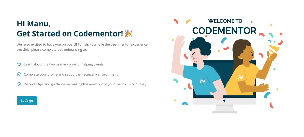 mannupaaji's tweet image. Got accepted as a mentor at @CodementorIO 🚀 Finally, I can streamline my mentoring process and no more have to schedule meet calls by myself. :)
#webdev #javascript #codingmentor #codementor