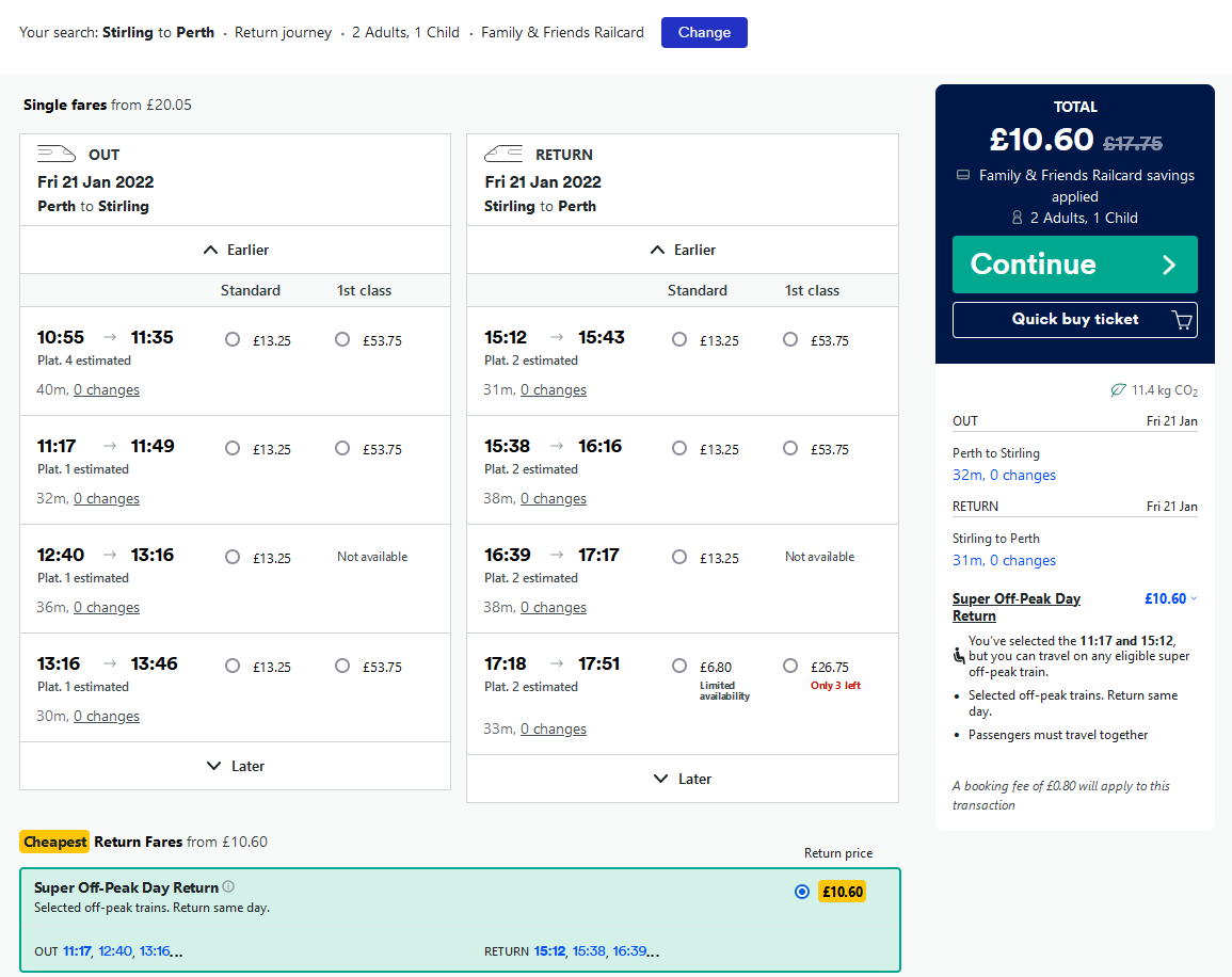roymudie's tweet photo. @hapsci Try split ticketing. Dundee -> Perth £13 return + Perth -> Stirling £10 return for £23 total for the family.

Either do it yourself or let https://t.co/wMjMAsDuyW do it for you. Charges a fee but takes out the hassle (can also be used to find the split ticketing options) https://t.co/0kmo02MChb