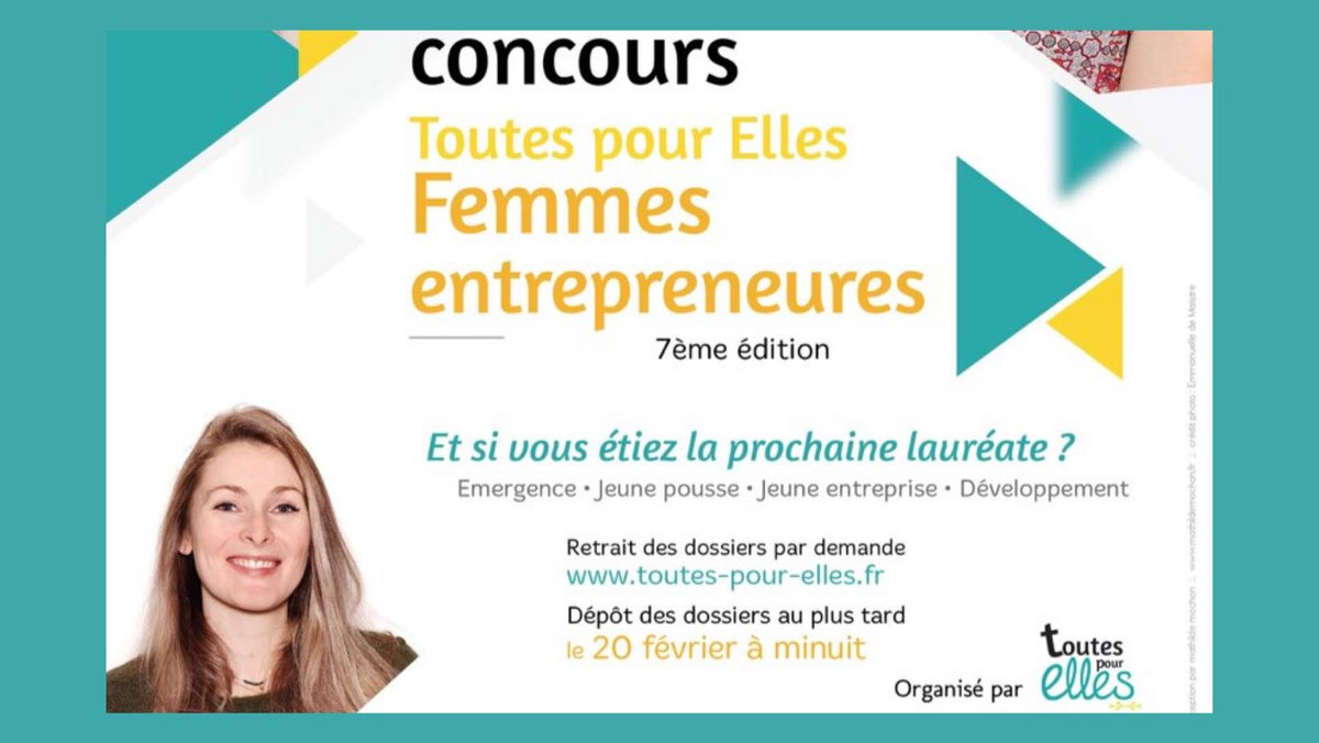 #Partenaire | Vous êtes #femme #entrepreneure et souhaitez mettre en avant votre #projet ? Participez au #concours "Toutes pour Elles" ! 💪🏆
Inscriptions 👉 tinyurl.com/43n2a2ua

Engagés pour l'#entreprenariat #féminin, nous soutenons <a href="/ToutesprElles/">ToutesPourElles</a> en tant que #partenaire 🙌