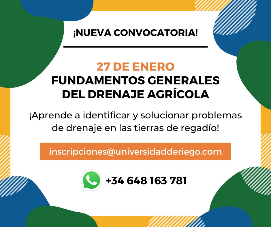 Con este curso, ¡aprende a solucionar problemas de drenaje en tus tierras de regadío! 

👉Detecta los fallos. 
👉Identifica las posibilidades de drenaje. 
👉Mejora la productiva del suelo. 

my.mtr.cool/gbvtsdrlzp