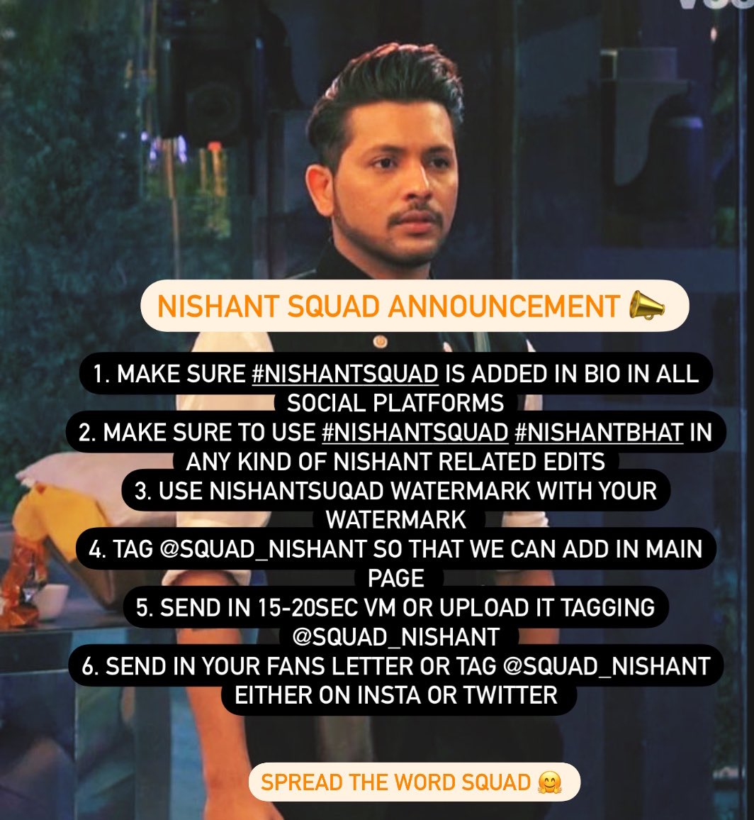 squad_nishant's tweet photo. Hello #NishantSquad  hope you all doing well please note important announcement 📣 ! 

We all are planning few fun activities in coming weeks for #NishantBhat please spread the below word and let us know your suggestions and ideas in dm💡 ! 

Hope you all have wonderful 
day ✨ https://t.co/6ZzEXUNr5U