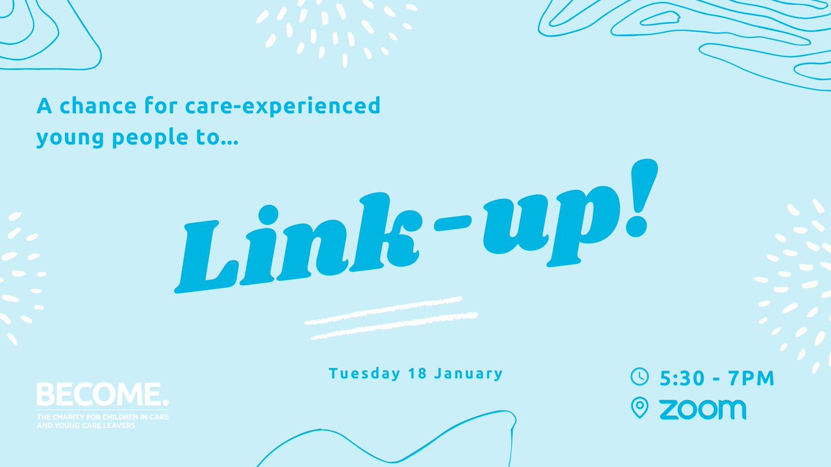 BecomeCharity's tweet photo. Our weekly Link-Up takes place tomorrow, 5:30-7pm on Zoom 💜 💬 🎮

Link-Up is THE space for #CareLeavers to chat, play games and build a community together 🤝

Sign up for free and join a Link-Up 👇

https://t.co/tvR3f1BGbG https://t.co/1pbD6GIJNZ
