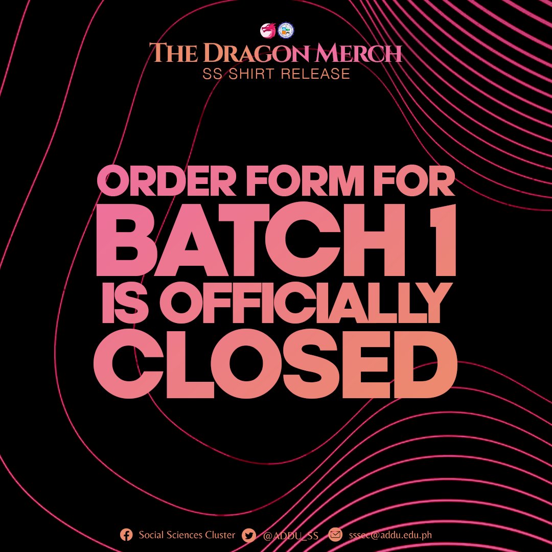 ADDU_SS's tweet photo. Order form for batch #1 is officially closed
Thank you to those who availed the Dragon merch! Tracking numbers & pick up details will be posted soon.
To others, keep your eyes peeled for the 2nd batch, coming your way sooner than you think π
Always, #ScaledtoWithstand π https://t.co/2T1VbrHA4J