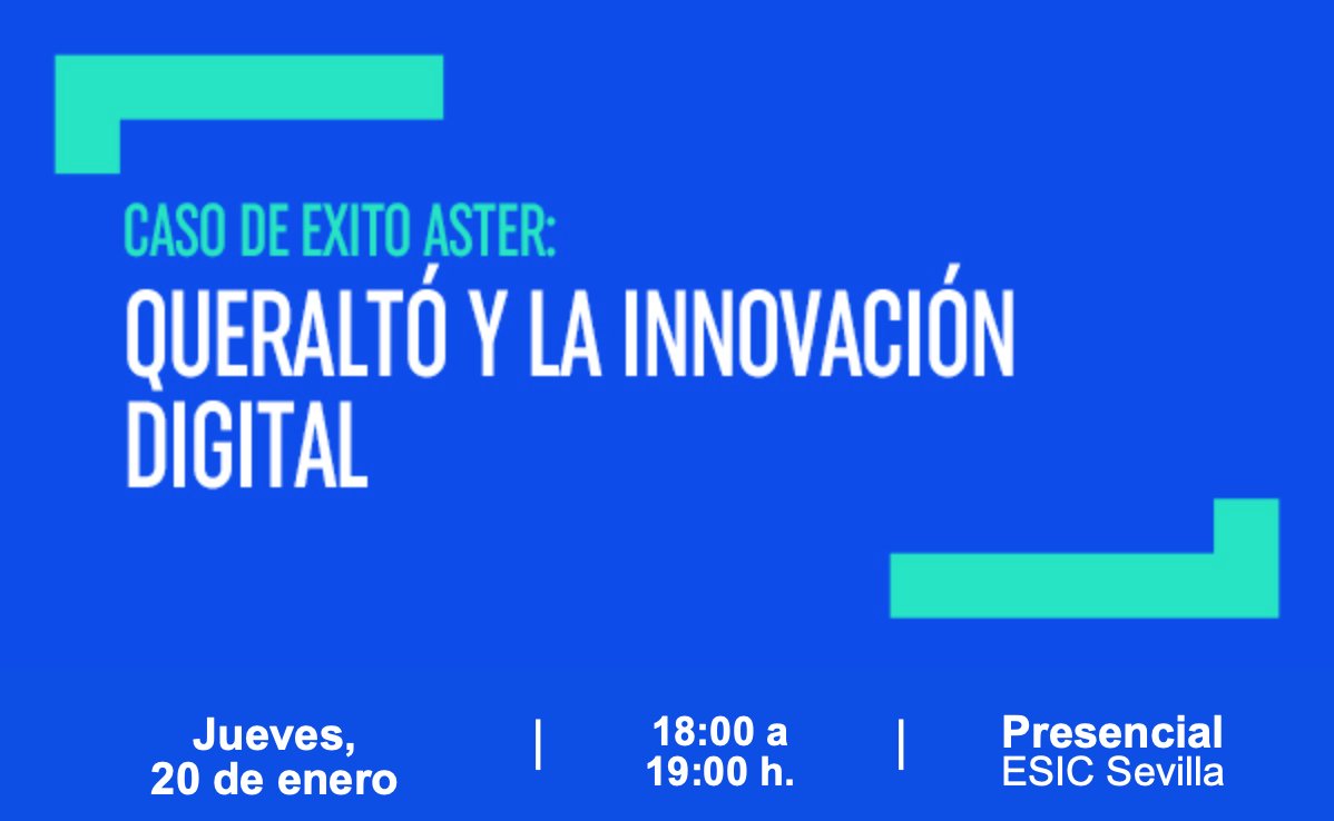 ESICSevilla's tweet photo. 📣 Este jueves aprendemos del caso de éxito de uno de los #PremiosAster de Andalucía Occidental 2021: @GrupoQueralto y su #innovacióndigital

Con @franciscoabadg, director general de Grupo R Queraltó, @Mobiclinic y Salud en Casa

✍️ En ESIC #Sevilla: https://t.co/72jzC2Y66p https://t.co/T2hsr286au