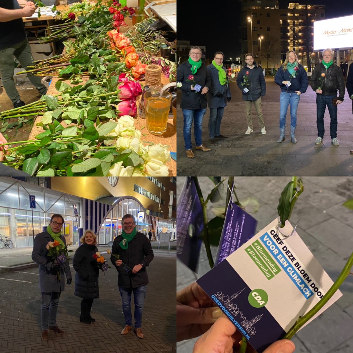 Vanochtend was de CDA-fractie vroeg op voor #BlueMonday en deelden we rozen uit aan Hilversummers. ‘Geef deze bloem door voor een glimlach’ was de boodschap en het effect was mooi om te zien. We hopen op een beetje extra aandacht vandaag voor iedereen die het moeilijk heeft! 🤗