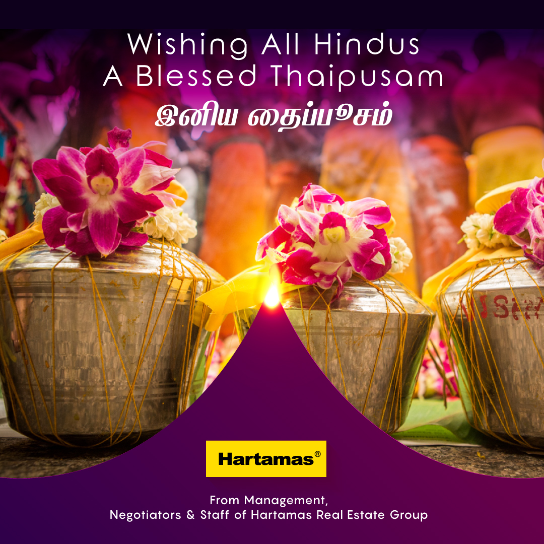 HartamasGroup's tweet photo. #Hartamas wishes all the Hindu devotees seeking blessings and fulfilling vows a "Happy #Thaipusam". Remember to stay safe always. #HartamasRealEstate #StaySafe #KitaJagaKita https://t.co/ZDSdeew9W3