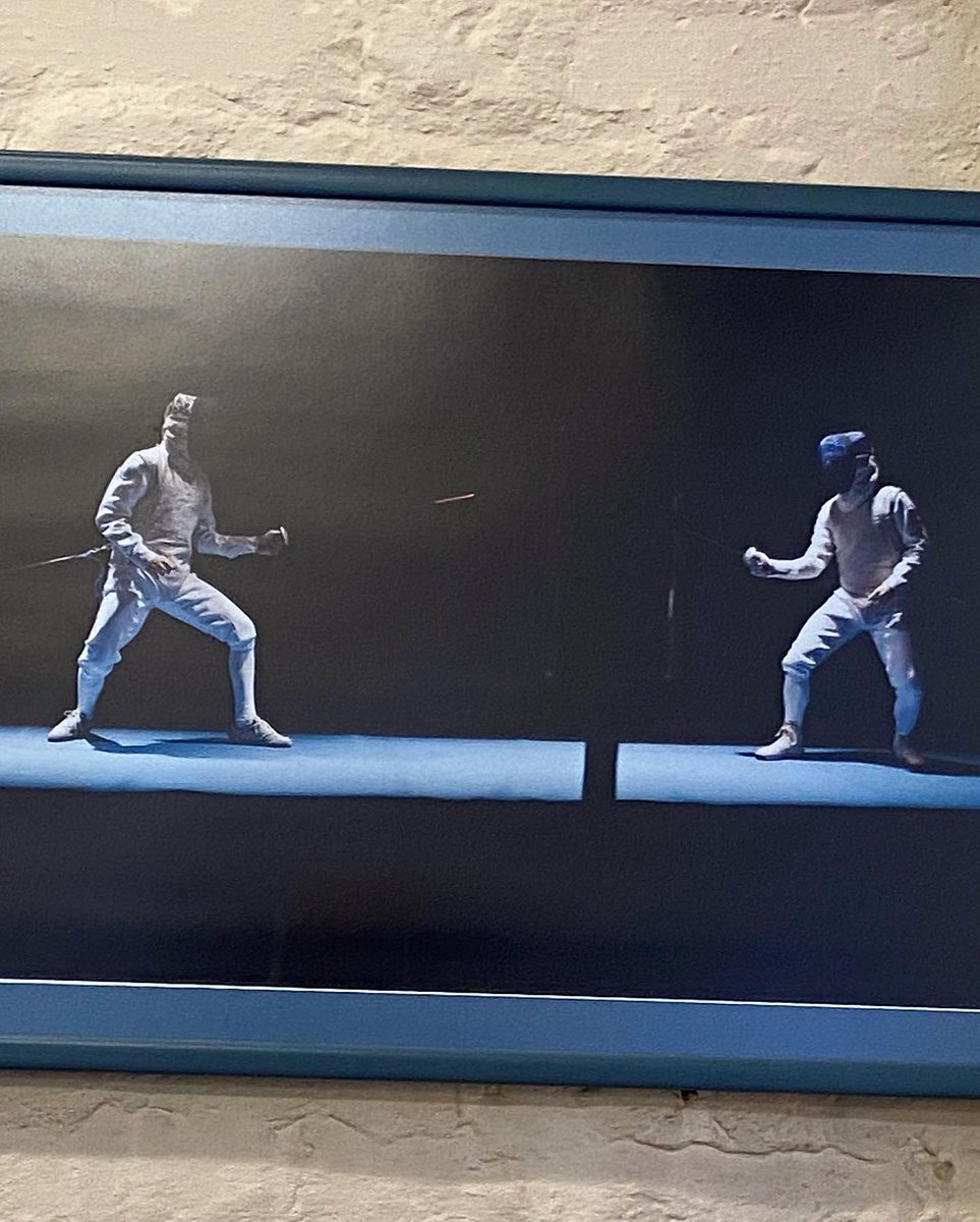 GWDanceWriter's tweet photo. It was very nice for the staff to make me feel at home with a fencing picture on the wall! Iโm always trying to paint the link between fencing and dance and this does it for me! @RADheadquarters #royalacademyofdance #dance #dancewriting
#stepintodance https://t.co/5cfhQy56fy