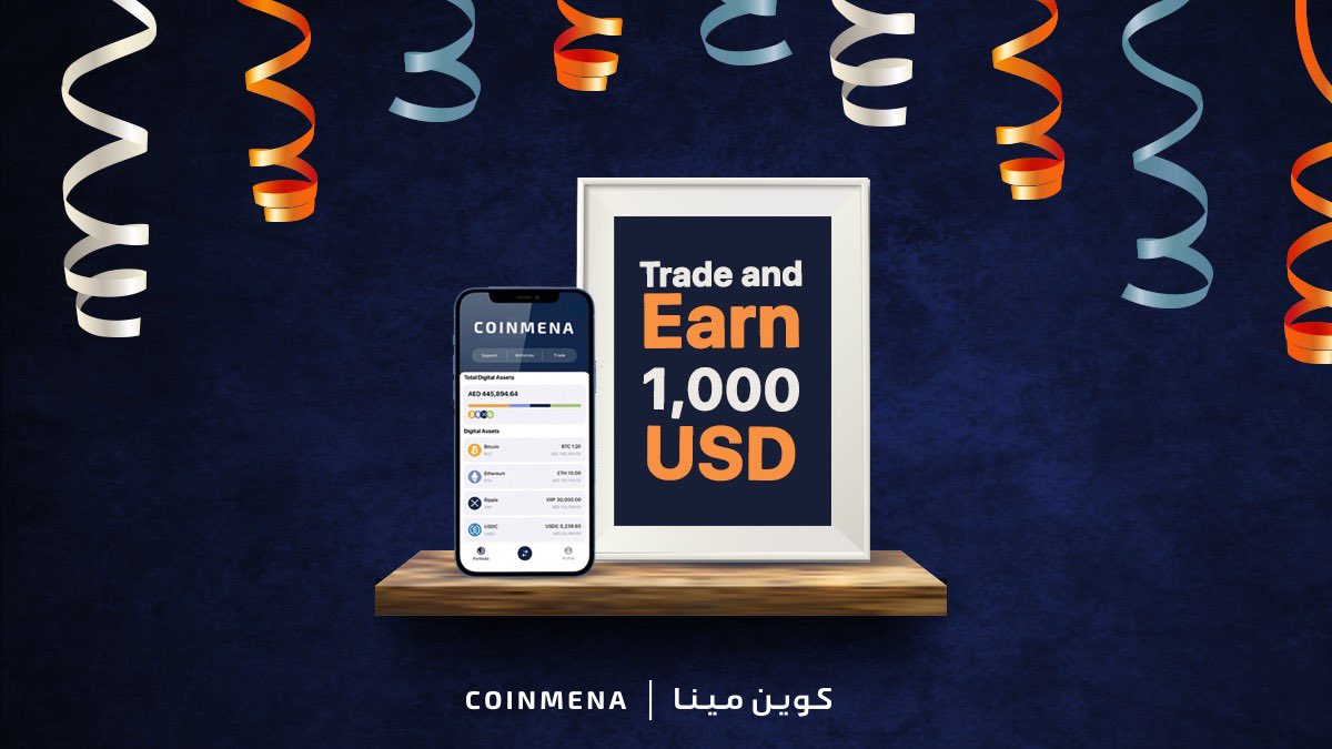 CoinMENA's tweet photo. من الآن ولغاية نهاية شهر يناير، ٥,٠٠٠ دولار بانتظار خمس مستخدمين عند قيامك بأي عملية تداول على منصة كوين مينا 💰

تذكر، كلما وضعت طلبات شراء أو بيع على المنصة، تأهلت أكثر للحصول على ١,٠٠٠ دولار.

تداول الآن 🚀 https://t.co/4i0RCcO134