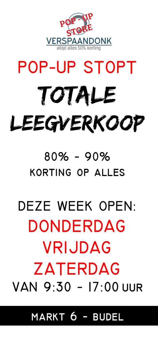 Pop-up store deze week geopend op donderdag vrijdag en zaterdag - 80% tot 90% korting op gehele collectie - mailchi.mp/verspaandonkmo…