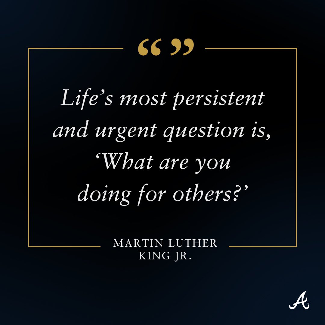 Braves's tweet photo. Today we honor the life and legacy of Atlanta’s own Dr. Martin Luther King Jr.

#MLKDay https://t.co/ZcALA6MxCO