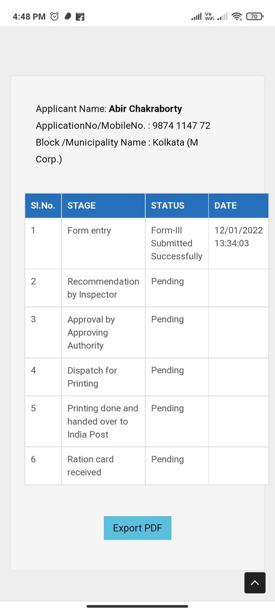 M_Chakraborty13's tweet photo. @wbdfs My husband has applied for the ration card through online but no progress is still showing while tracking the same. No inspection has done yet! How many days does it takes to provide services to those same public who votes for the betterment of the country, of the state? https://t.co/6ValypYl1C