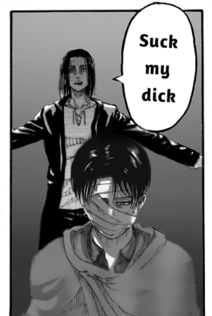 ereri_sicko's tweet photo. I suck at editing anime manga but I'm proud I didn't fuck Eren up. 

But Eren can't u see the man had his face wrapped with bandages? 😃✋

#eren #ereri #erenisahornybastard #levi #savelevi https://t.co/BPvLHlK2pK