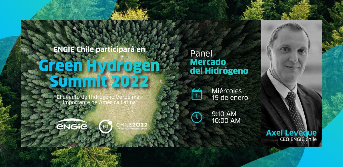 ENGIEChile's tweet photo. Green #H2 Summit | La conferencia de #H2Renovable más importante de LatAm.
Participaremos del evento organizado por @Corfo. Los invitamos a escuchar la participación de nuestro CEO y a conocer sobre el desarrollo del hidrógeno verde.
🗓️ 19/1 - 8:30 am
🔗https://t.co/R1ksC7DrI4 https://t.co/VXihSK1Cbk