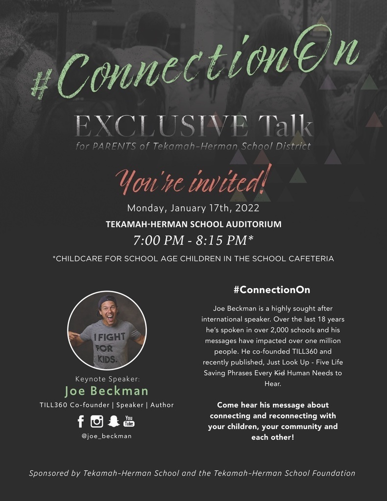 TODAY is THE DAY!  Check out this video from Joe Beckman to all of our T-H students, parents and staff! Students will get a chance to enjoy Joe's message today and we hope parents will come and enjoy him tonight!

youtube.com/watch?v=UaIwYR…