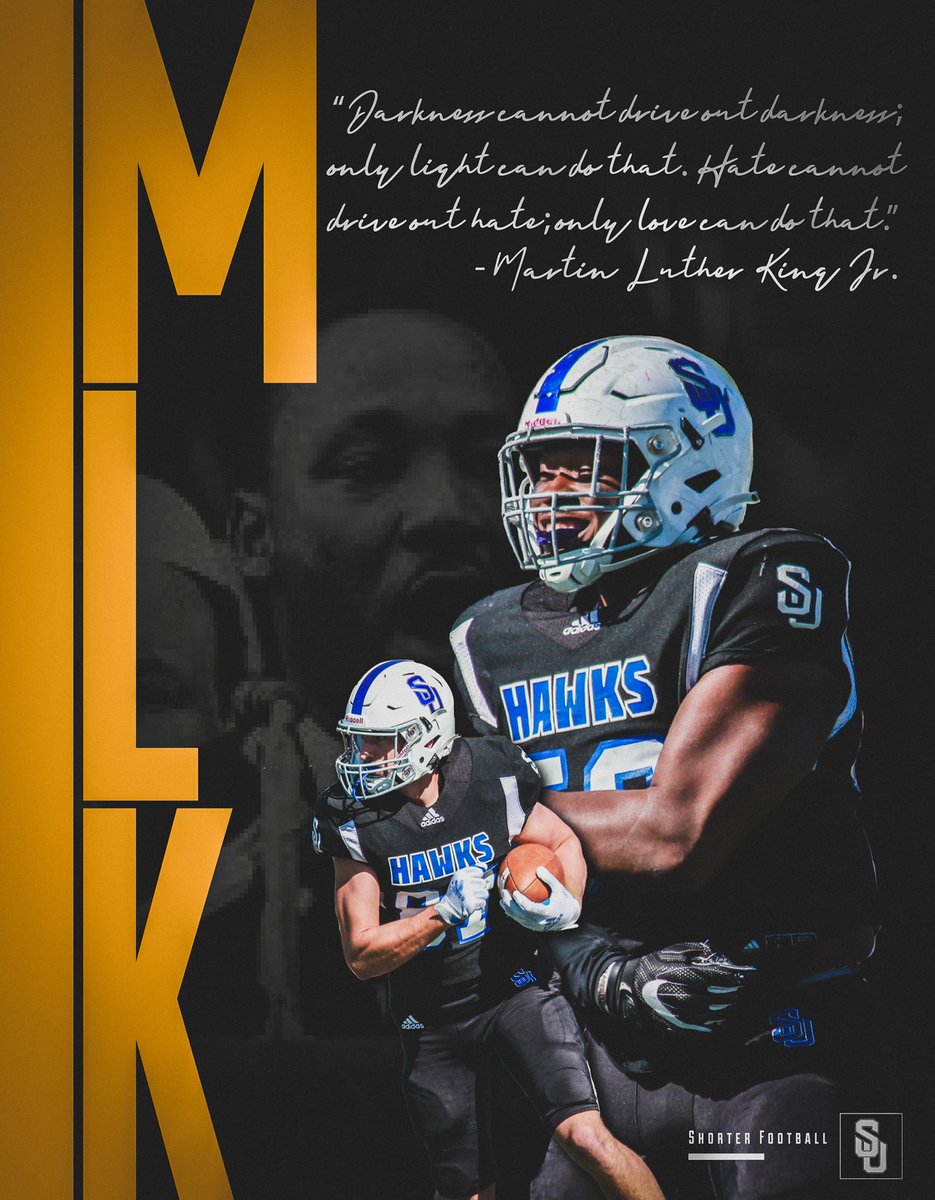 “Darkness cannot drive out darkness; only light can do that. Hate cannot drive out hate; only love can do that.” 
- Dr. Martin Luther King Jr. 

#MLKDay2022 | #FlyHawks