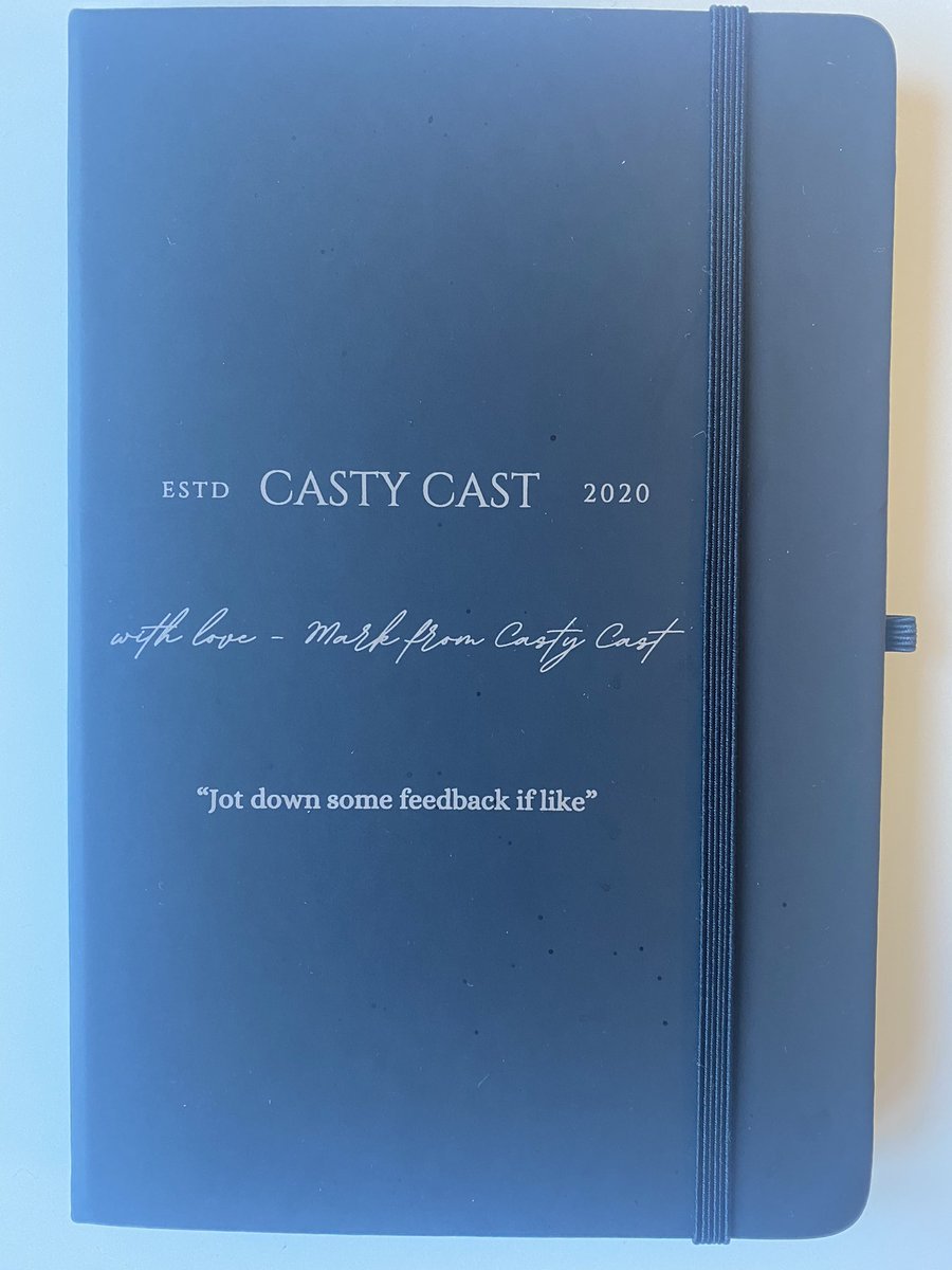 AmyJacksoncast's tweet photo. Very privileged to be the proud owner of my very first OFFICIAL #CastyCast notebook. Thank you Mark. @lawrencerussell https://t.co/T1iYTPVHg0