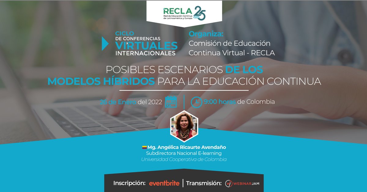 RECLAorg's tweet photo. Nuestra ponente, la Mg. Angélica Ricaurte, Subdirectora Nacional E-learning de la Universidad Cooperativa de Colombia, cuenta con más de 15 publicaciones, 4 investigaciones y una trayectoria en la educación virtual desde el año 2006.

✅Inscríbase en: https://t.co/gCbRSxOunS https://t.co/srBSPVSnX5