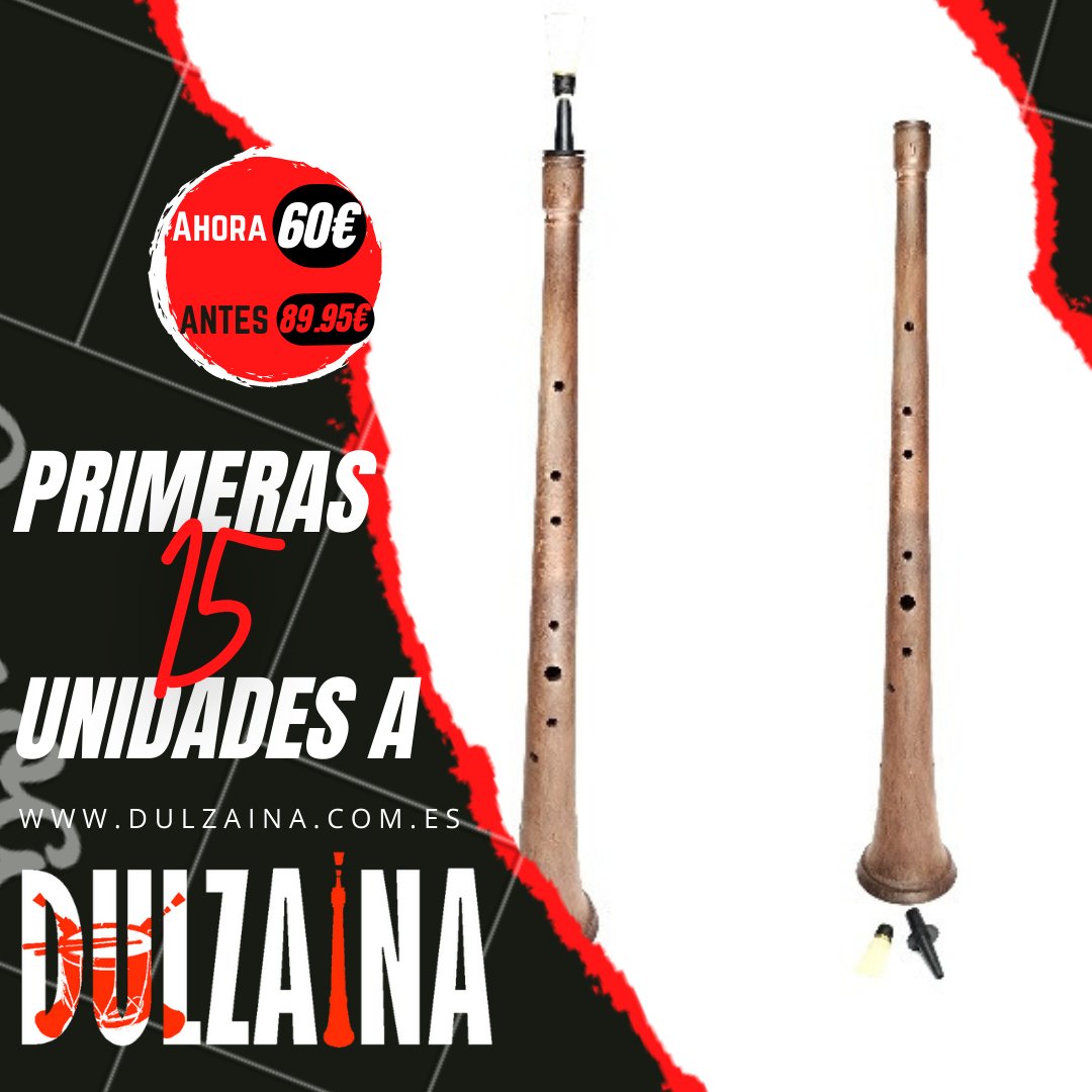 Dulzaina Contralto 
El precio es de 60€ + Gastos de envío
La oferta está limitada a las primeras 15 unidades vendidas o en su defecto, hasta el 31 de Enero de 2022.
No te quedes sin tu instrumento. Aprovecha la Oferta.
Para info o pedidos puedes contactar dulzaina.com.es