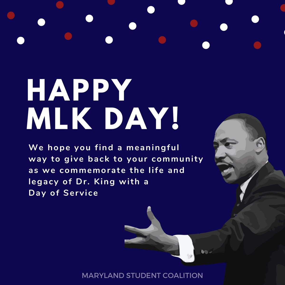 MarylandStudent's tweet photo. Rather than a day off, we wish you all a productive day on as we honor the life and legacy of one of Americas greatest civil servants. #mlkday https://t.co/YO3408AHlp