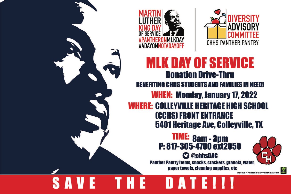 Spending the morning at Albertson’s off Glade with the <a href="/chhsDAC/">CHHS Diversity Advisory Committee</a> collecting donations for GCISD school pantries. Would love to see some friendly faces come by! #MLKDay #Colleyville
