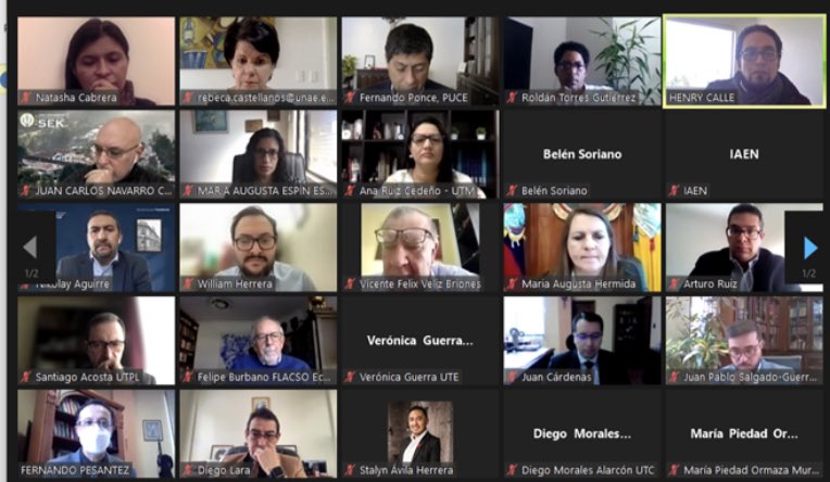 UNAEcuador's tweet photo. La Rectora de la #UNAE @rebcastellanos en estos momentos mantiene reunión con 39 rectoras y rectores de diferentes universidades del país, para coordinar la organización de un congreso referente a la reforma a la LOES que se daría en el primer semestre de este año. https://t.co/BwpSIjorxL