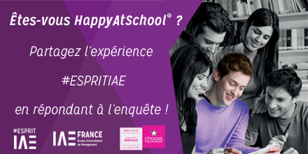 Dite-nous si tu es HappyAtSchool ! 
Parce que ton avis est primordial, Choose My Compagny &amp; IAE FRANCE te donnent la parole dans cette enquête ! 
surveys.choosemycompany.com/s/students/hap…
Partages ton expérience #EspritIAE pour faire partie des écoles offrant la meilleure expérience étudiante !