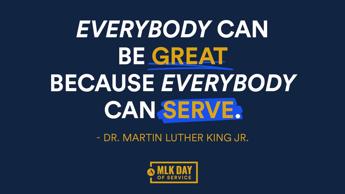 It's #MLKDay — Let's unite to create Dr. King's #BelovedCommunity!

Join us, <a href="/TheKingCenter/">The Martin Luther King, Jr. Center</a> &amp; people across the USA to serve others. Follow us to see #GoodDeeds from coast to coast &amp; tweet yours too.

Find more inspiration to #DoGood from <a href="/AmeriCorpsCEO/">AmeriCorps CEO</a> ➡️ bit.ly/MDSonMLKDay22