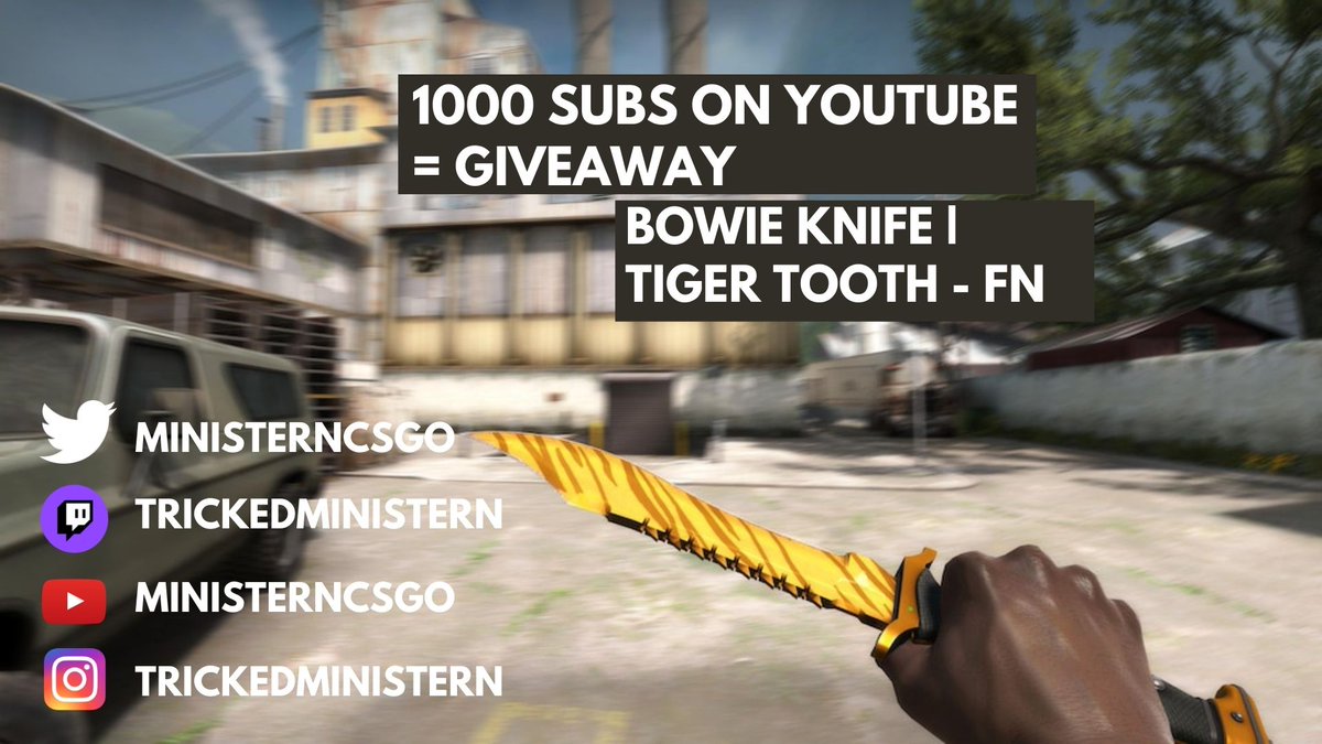 ministerNCSGO's tweet photo. Vi laver en sindssyg giveaway når vi rammer 1000 subscribers på https://t.co/MHAJv2jyco.

Retweet - Follow, like &amp; kommenter the hell out of this tweet - så vi kan ramme de 1000 subscribers og lave den her giveaway :).

Bowie Knife | Tiger Tooth FN .

#Knifegiveaway #giveaway https://t.co/Bj3RQcYaVw