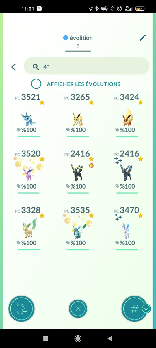 BellGardenX's tweet photo. #maxoutmonday 
Toute les évolutions d'Evoli maxés pour la ligue super et hyper, ainsi qu'au niveau 50 pour les 100%.
Un total de 4019 bonbons L sans faire d'échange.
#pokemongo
#Eevee https://t.co/XXqdrfpYbp