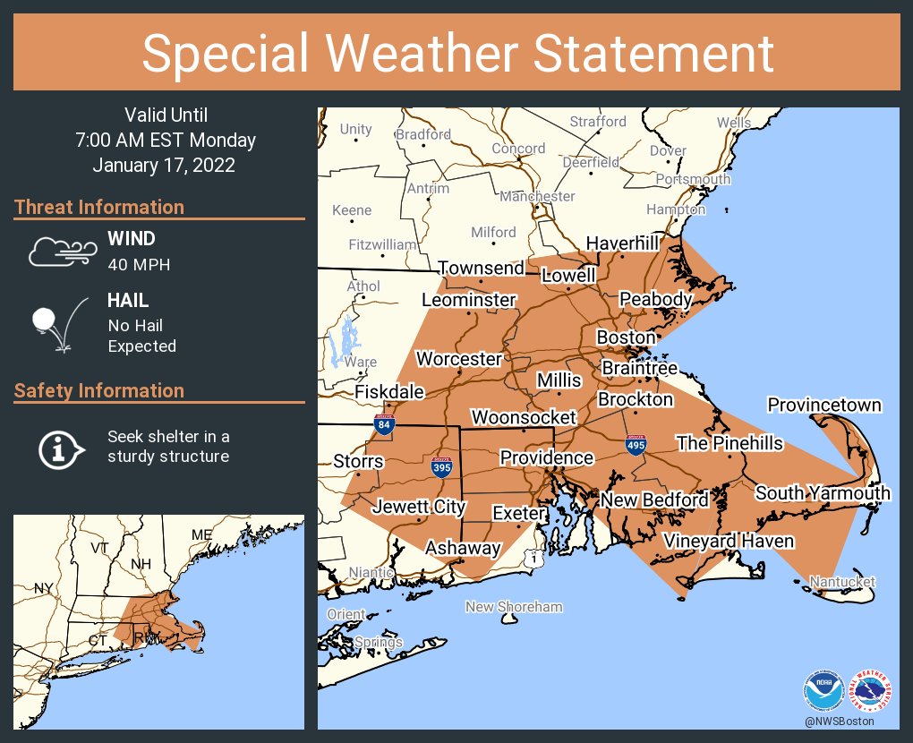 NWSBoston's tweet photo. A special weather statement has been issued for Boston MA, Worcester MA, Providence RI until 7:00 AM EST https://t.co/wyFwwQ3JrX
