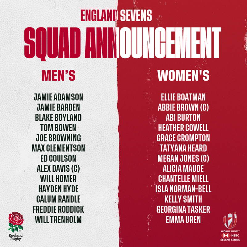 EnglandRugby's tweet photo. England squads named for Malaga Sevens 🔖