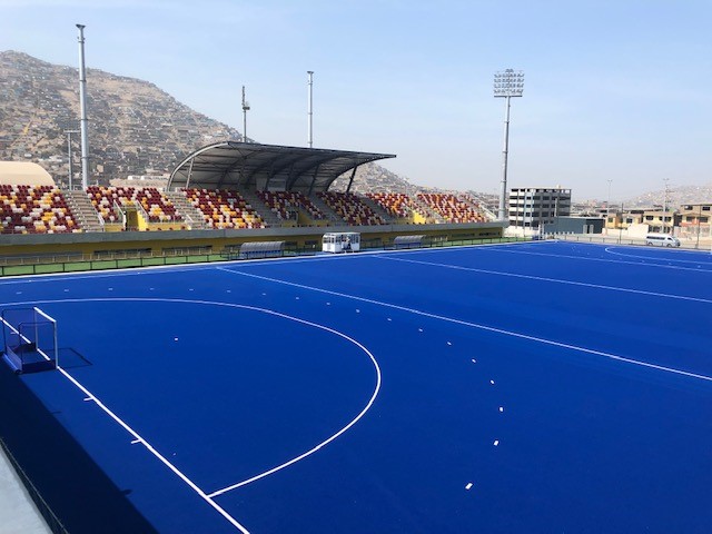 #bluemonday | Looks excellent if you ask us! Image: our blue TX Elite pitch for the Pan-American Games in Lima, Peru. #hockey #hockeyfield #hockeypitch #sportsturf