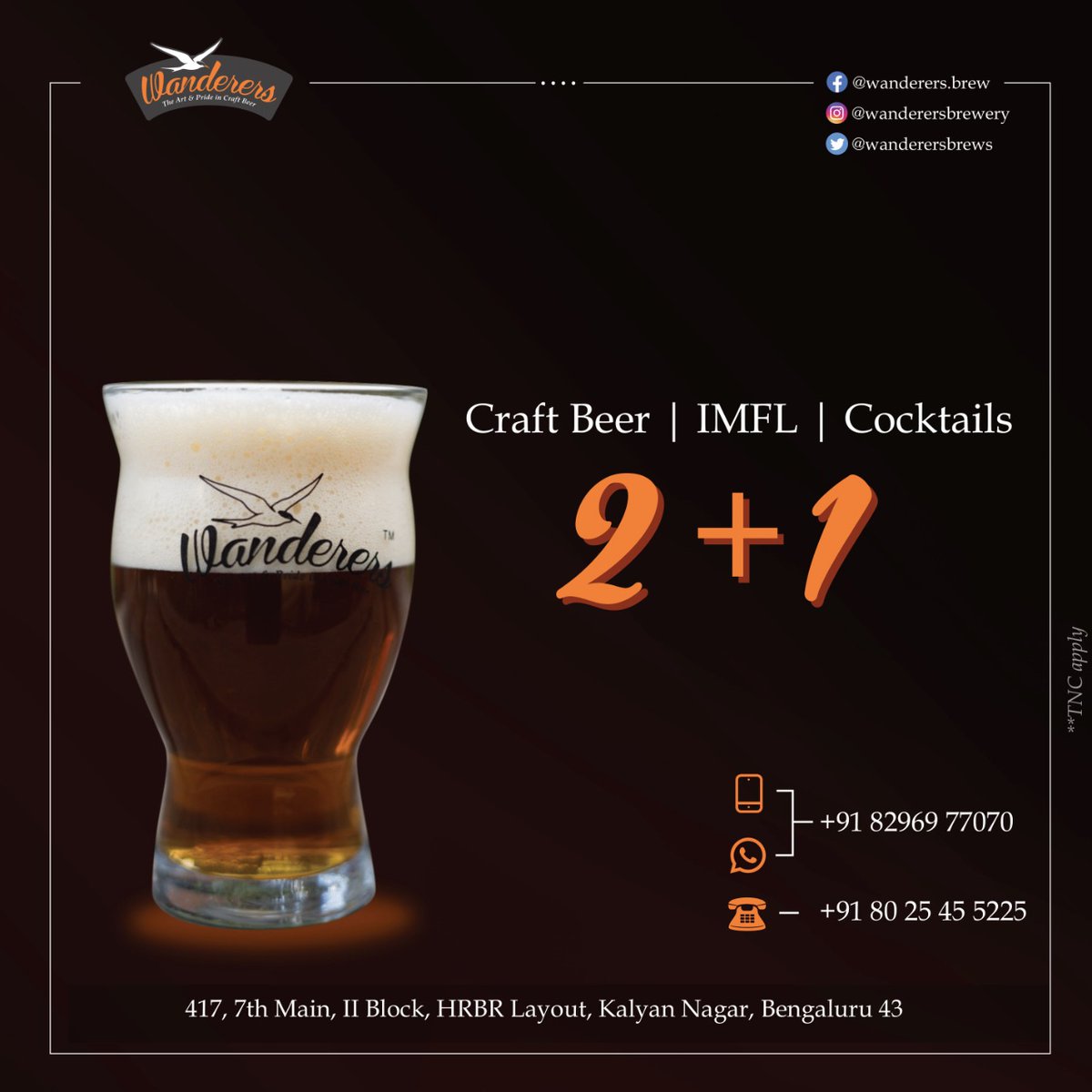 wanderersbrews's tweet photo. 🤩Get ready to enjoy this week with your friends and loved ones💞
✅ Exclusive 2+1 offer ~ Craft Beer | IMFL | Cocktails 🍻
💃🏻🕺🏻Come &amp; experience the Best &amp; Ultimate Crafted beer in the town!
📞 +91- 8296977070 / +91-8025455225
.
#cocktails #craftbeer #bangalore #bangalorepubs https://t.co/3NvDXvsDcW