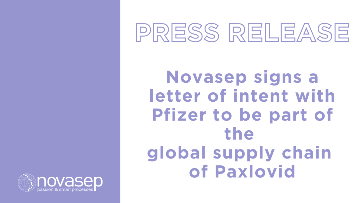 ● PRESS RELEASE ●

Novasep signs a letter of intent with <a href="/pfizer/">Pfizer Inc.</a> to be part of the global supply chain of PAXLOVID >> bit.ly/3qxbs9Y