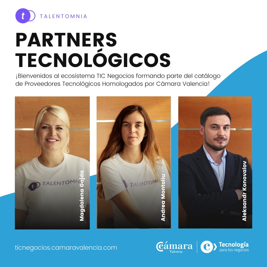 TICnegociosVLC's tweet photo. ¡Damos la bienvenida al ecosistema de @TICnegociosVLC a #Talentomnia! 🎉
Os deseamos mucho éxito en esta nueva etapa, y que crezcáis junto a nosotros como Proveedores Tecnológicos Homologados y miembros del #ClubInnovaciónDigital 🙌🏼
📣 Conócelos:
➡ https://t.co/DPvRcSVZJZ ⬅ https://t.co/rfG1yNJu9v