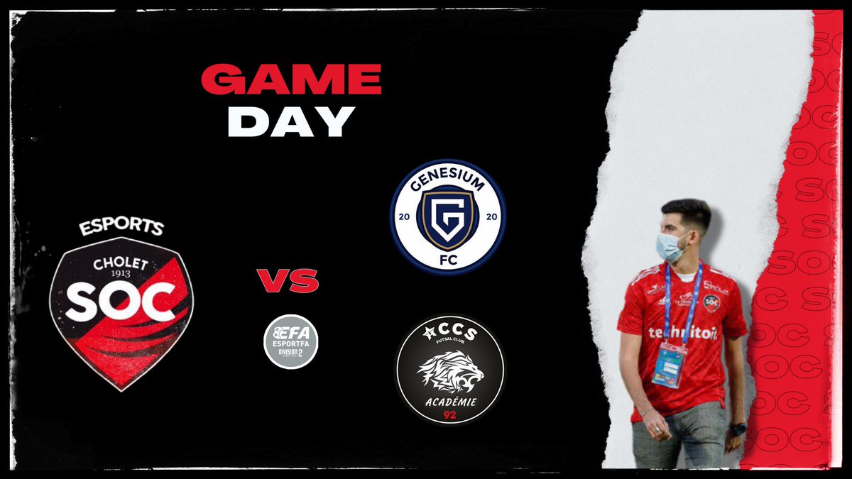 SO Cholet Esports 🎮 (@socholetesports) on Twitter photo 🎯 𝐆𝐀𝐌𝐄 𝐃𝐀𝐘 | <a href="/eSportFA_FR/">ESPORT FOR ASSOCIATIONS</a>
𝟐𝟐𝐡𝟐𝟎 🆚 <a href="/GenesiumFC/">Genesium FC ⚽️</a>
𝟐𝟐𝐡𝟒𝟎 🆚 <a href="/AccsAcademie/">ACCS Académie</a>
#EsportFA22 #TeamSOC ❤️🖤 🎯 𝐆𝐀𝐌𝐄 𝐃𝐀𝐘 | <a href="/eSportFA_FR/">ESPORT FOR ASSOCIATIONS</a>
𝟐𝟐𝐡𝟐𝟎 🆚 <a href="/GenesiumFC/">Genesium FC ⚽️</a>
𝟐𝟐𝐡𝟒𝟎 🆚 <a href="/AccsAcademie/">ACCS Académie</a>
#EsportFA22 #TeamSOC ❤️🖤
