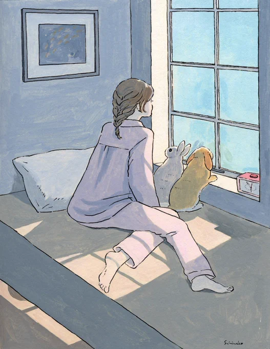 うさぎさんの自然な姿と、うさぎさんを大事にしてる人をよく描きます🐇
 #絵柄が好みって人にフォローされたい 