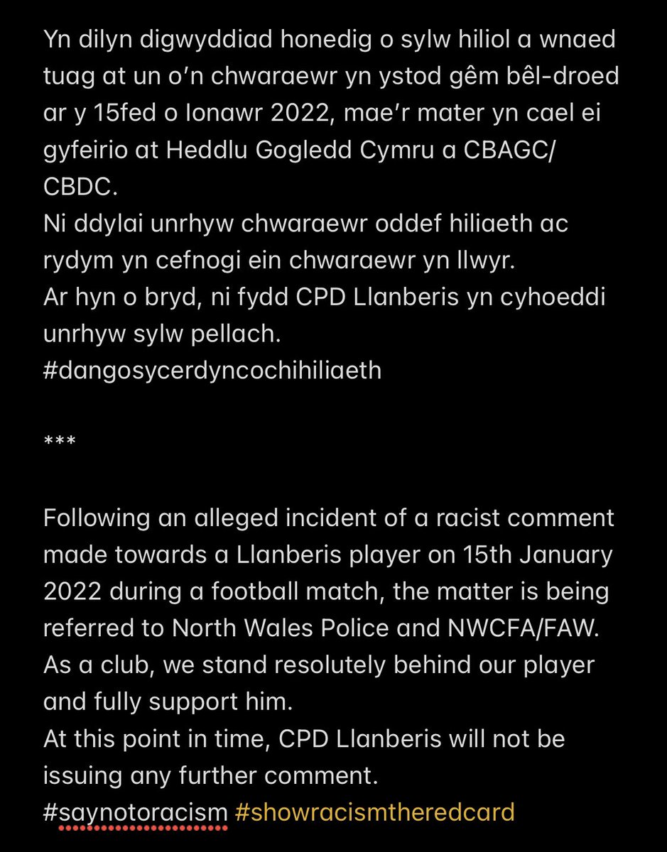 CPDLlanberis's tweet image. Datganiad / Statement: