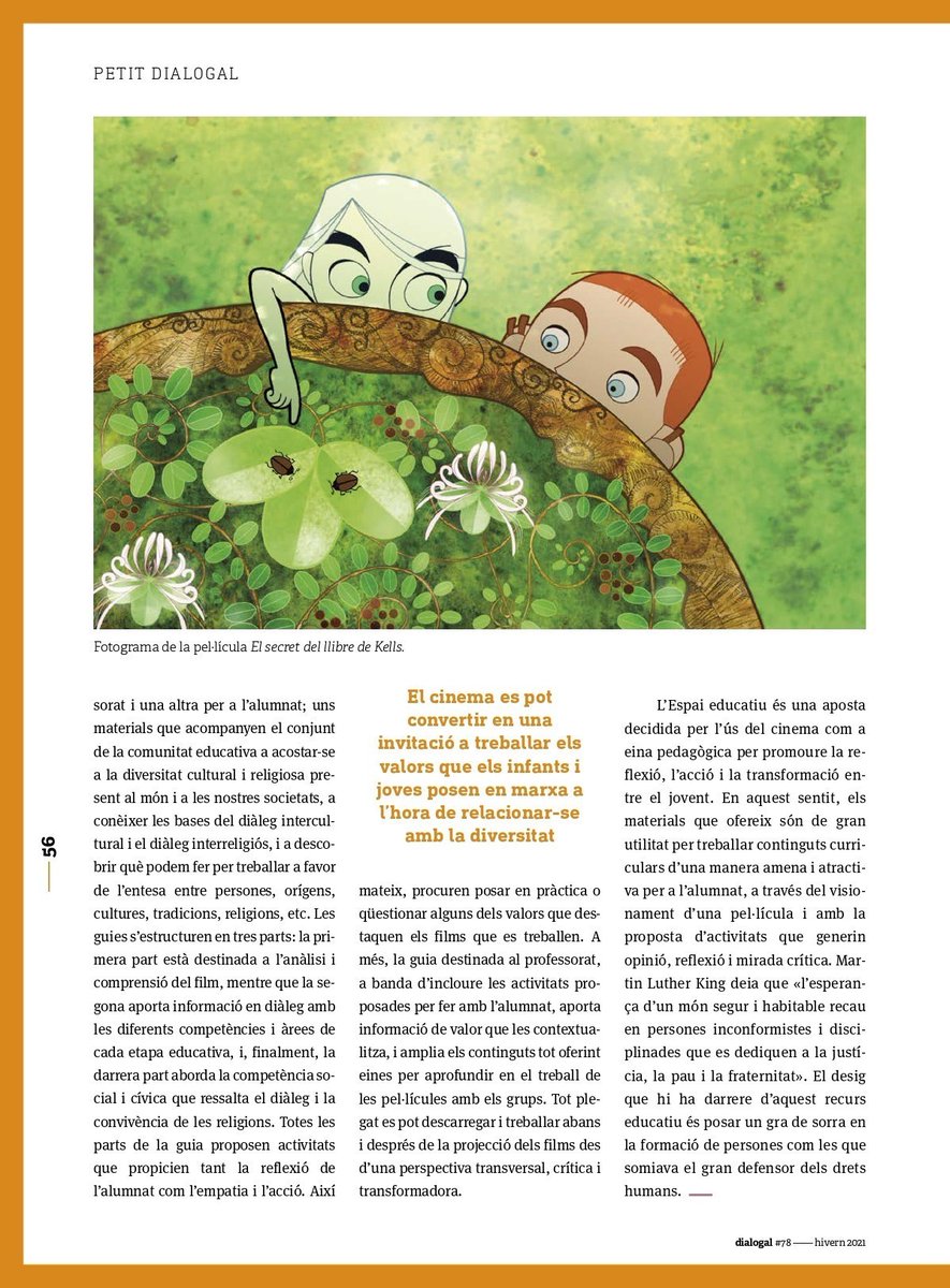 afersreligiosos's tweet photo. 🎬“Educar l’espiritualitat a través del cinema”. Aquest és el títol de l’article que la directora @YvonneGriley publica al darrer número de @dialogal_ Explica en què consisteix l’Espai Educatiu que #AfersReligiosos ha publicat al portal https://t.co/s4Fpb739dP https://t.co/yAi4Arijoo