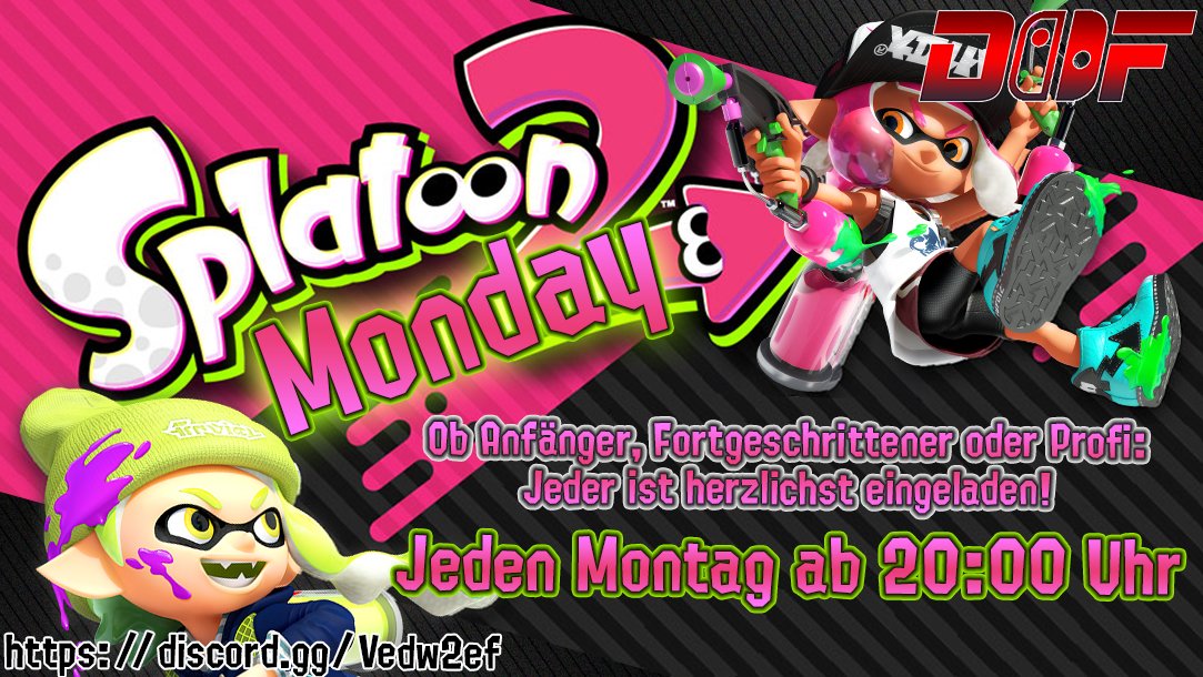 Alle Ink- und Oktolinge sind heute ab 20 Uhr wieder recht herzlichst zu gemeinsamen lustigen Runden eingeladen !
Mitmachen könnt ihr am Discord Server: discord.gg/6JhnZxbpBZ

#Splatoon #StreamAcademyRT #NintendoSwitch #GermanMediaRT #Splatoon2