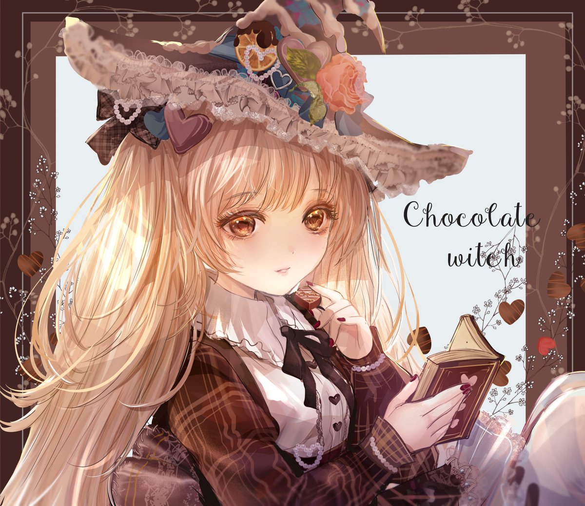 Valentine Witch Wip バレンタインのチョコレートがモチー こもりひっき 幻想少女絵のイラスト