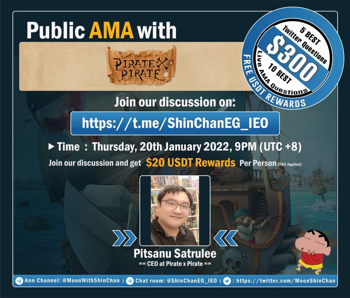 MoonShinchan's tweet photo. ‼️ Announcing an official Public AMA with @PXPNFTsGame on Thursday, 20th January 🎁

Join us at TG:  https://t.co/106OJDaS66
Timer: https://t.co/GLWAzCV3ER

Like, RT, Tag 3 people &amp; ask your question, 5 Best Qs will be selected by Team https://t.co/o0Gqg3nzDa