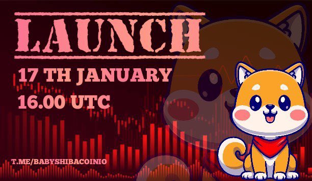 babyshibacoinio's tweet photo. IMPORTANT 📣 : 
The Launch of BabyShibaCoin is TODAY !! 🔥

Shiba inu Whales &amp; investors are waiting for the launch of BabyShibaCoin on Uniswap 🦄!!

Launch date:
17th January ,16:00 UTC
@Babyshibacoinio

Join our official telegram to learn more !! 

https://t.co/Rr3DL7uY6N
#ETH https://t.co/PwUcvJoUIS