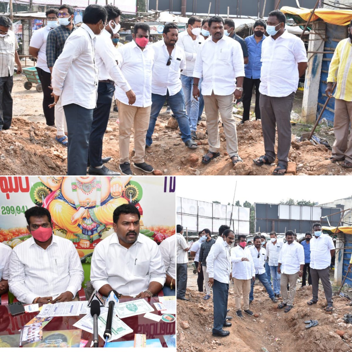 KavatiManohar's tweet photo. గుంటూరు నగరంలోని #PVK_నాయుడు_కూరగాయల_మార్కెట్ ను ఆధునిక హంగులతో నిర్మించుటలో భాగంగా సదరు ప్రాంతంలో #SOIL_TEST (మట్టినమూనాల) ప్రతినిధులతో మాట్లాడుతున్న #నగర_మేయర్_కావటి_శివ_నాగ_మనోహర్_నాయుడు,MLA_మద్దాలి_గిరి,అధికారులు, కార్పొరేటర్ లు,మార్కెట్ పెద్దలు,వ్యాపారస్తులు. Dt:17-1-2022 https://t.co/jUg8ETwyLD
