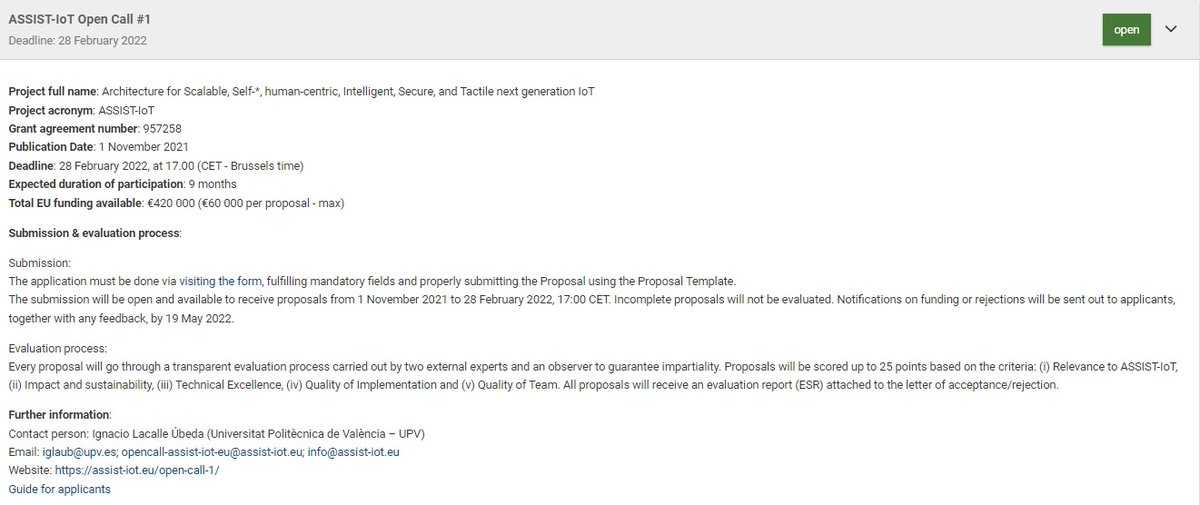 AssistIot's tweet image. #LearnaboutASSISTIoT: The #ASSISTIoT Open Call has been announced in the #Funding &amp;amp; tender #opportunities webpage of European Commission portal. You may access it and learn all related information about our #OpenCall. You may find it here: ec.europa.eu/info/funding-t… 
@NGIoT4eu