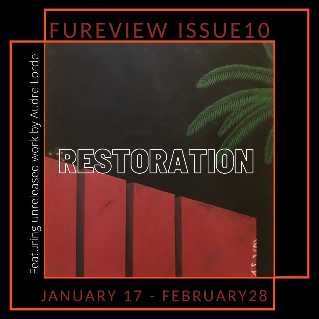 ✨SUBMISSIONS ARE OPEN✨ 
FU REVIEW ISSUE 10: RESTORATION
January 17 - February 28

Featuring unpublished works by Audre Lorde

fureviewberlin.com/submit