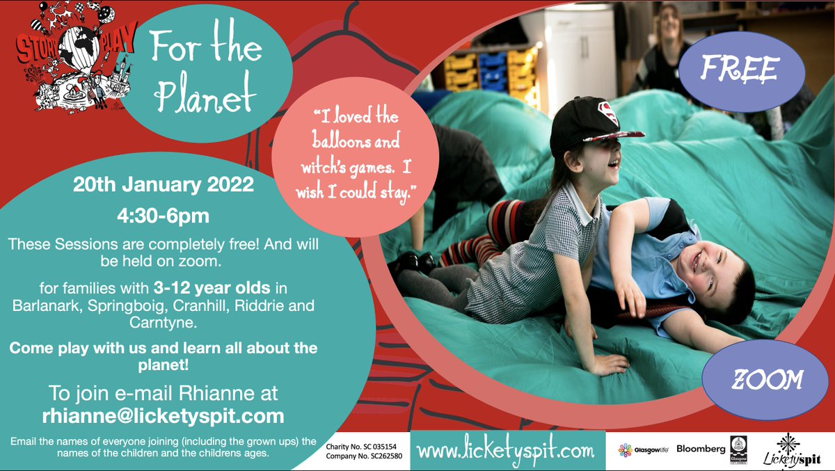 LicketyTweet's tweet photo. Come and play with us on Thursday 20th Jan if you live in these areas!
E-mail Rhianne on rhianne@licketyspit.com saying you want to come to Storyplay for the planet and give your name, your childs name and your childs age.
#storyplay #free #familyfun #Imaginary #fun #Children https://t.co/hYkoY59s4t